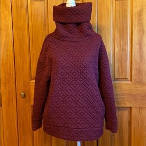GapFit Quilted Cowl Neck Sweater Burgundy